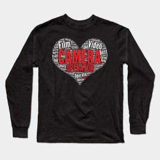 Camera Operator Heart Shape Word Cloud Design for Filmmaker graphic Long Sleeve T-Shirt